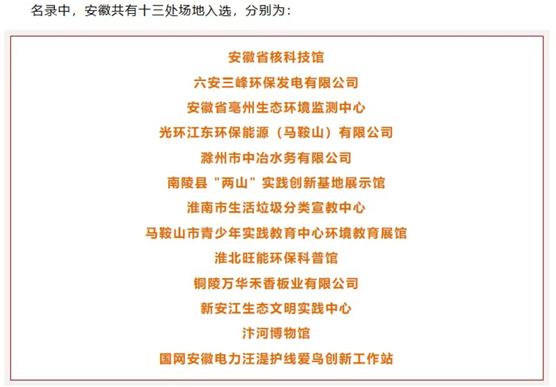 安徽省核科技馆成功入选生态环境部《“美丽中国，志愿有我”2026年生态环境志愿服务场地资源名录》